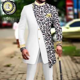 African Suits for Men Embroidery Print Blazer and Pants Set Business Dress Suit with Kerchief Party Wedding Evening A2316023
