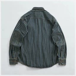 Heavy vertical stripe cargo denim shirt Men do old washed cotton elbow stick cloth lapel long sleeve shirt jacket