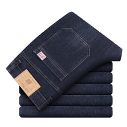 OUSSYU Brand Classic Retro Men's Jeans Loose Straight Denim Pants Work Streetwear Baggy Stretch Business All Seasons Trousers