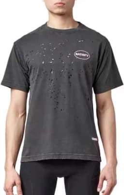 SATISFY washing water makes old holes sports trend short-sleeved T-shirt