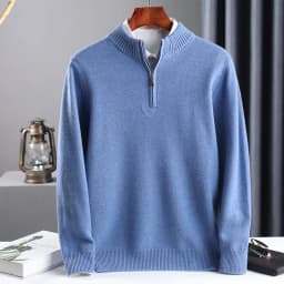 2025 New Pure Cashmere Sweater Men's Knit Large Size High-End Top 100%Wool Half High Neck Thick Pullover Winter Youth Wild Warm