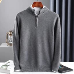 2025 New Pure Cashmere Sweater Men's Knit Large Size High-End Top 100%Wool Half High Neck Thick Pullover Winter Youth Wild Warm