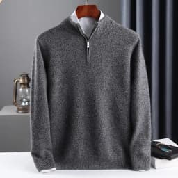 2025 New Pure Cashmere Sweater Men's Knit Large Size High-End Top 100%Wool Half High Neck Thick Pullover Winter Youth Wild Warm