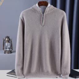 2025 New Pure Cashmere Sweater Men's Knit Large Size High-End Top 100%Wool Half High Neck Thick Pullover Winter Youth Wild Warm