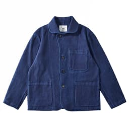 Heavy Weight Indigo Jacket Men Autumn Winter Vintage Workwear Tooling Jacket Blue Dyed Kendo Fabric Multi-pocket Cardgian Coat