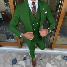 Suit for Mens Wedding Groom Tuxedo Jacket Pants Vest 3-piece Set Formal Peaked Collar Custom Suit Elegant Men
