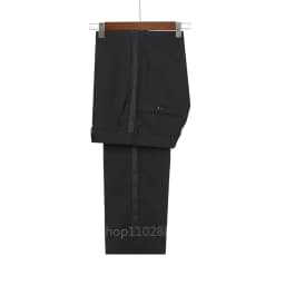 New 2026 Men Suit Black Satin Lapel Tuxedo 2 Pieces Double Breasted Wedding Shawl Lapel Party Costume Groom Male Wear