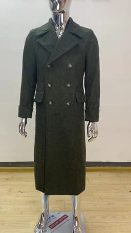 Mauroicardi Autumn Winter Long Warm Green Polo Coat Men Double Breasted Cool Luxury Elegant England Style Wool Blends Overcoat