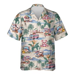 Funny Animal Pig 3D Printed Beach Shirt Cute Pet Graphic Shirts For Men Clothes Casual Hawaiian Surfing Short Sleeve Boy Blouses
