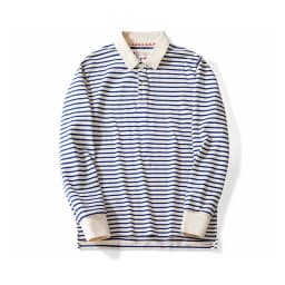 Autumn New Long Sleeve Polo Shirt Men Japanese Retro Loose Combed Cotton Striped Shirts Casual Streetwear Lapel Tops Oversize