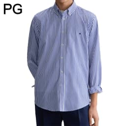 PG Men's Vertical Striped Button-Down Shirt, Regular Fit Long Sleeve Business Casual Cotton Dress Shirt for Work Office