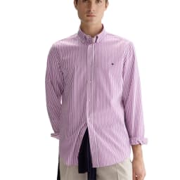 PG Men's Vertical Striped Button-Down Shirt, Regular Fit Long Sleeve Business Casual Cotton Dress Shirt for Work Office