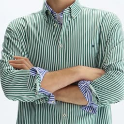PG Men's Vertical Striped Button-Down Shirt, Regular Fit Long Sleeve Business Casual Cotton Dress Shirt for Work Office