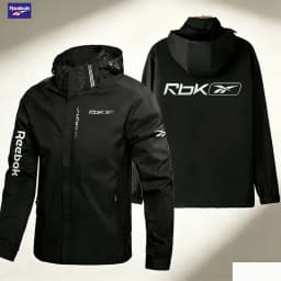 Reebok Logo Men's Windproof and Waterproof Jacket, Ideal for Hiking, Outdoor Adventures, and Motorcycle or Scooter Riding