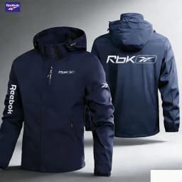 Reebok Logo Men's Windproof and Waterproof Jacket, Ideal for Hiking, Outdoor Adventures, and Motorcycle or Scooter Riding