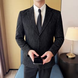 New Fashion Meteor Striped Suit Jacket High Quality Men's Slim Fit Business Formal Social Prom Party Casual Tuxedos 5XL-M