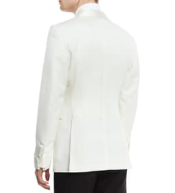 Slim Fit Casual Men's 2 Pieces Suit White One Button Shawl Lapel Blazer Black Pants Business Suit Formal Groom Tuxedos