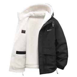 Men Winter Thick Warm Hooded Parka Coat Inside Male Solid Color Stand Collar Cotton Jacket Men's Cotton Coat Size 4XL