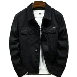 KIDWHXR Autumn Man Denim Coat Streetwear Solid Turn Down Collar Men Outerwear Retro Single-breasted Versatile Male Jacket