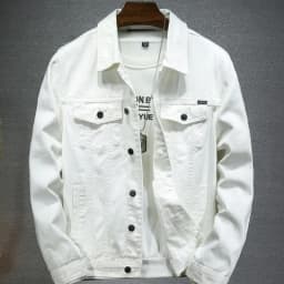 KIDWHXR Autumn Man Denim Coat Streetwear Solid Turn Down Collar Men Outerwear Retro Single-breasted Versatile Male Jacket
