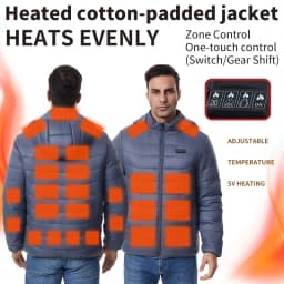 Independent Control of 4 Zones 27 Heating Zones Men's Heated Jacket Outdoor Warmth Hooded Heated Coat USB Electric Heated