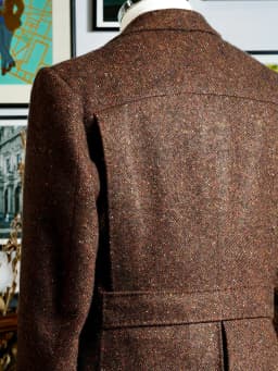 Classic Brown Donegal Tweed Sport Coat with Half Belt Back and Flap Pockets Men Autumn Vintage Blazer Customized M265458
