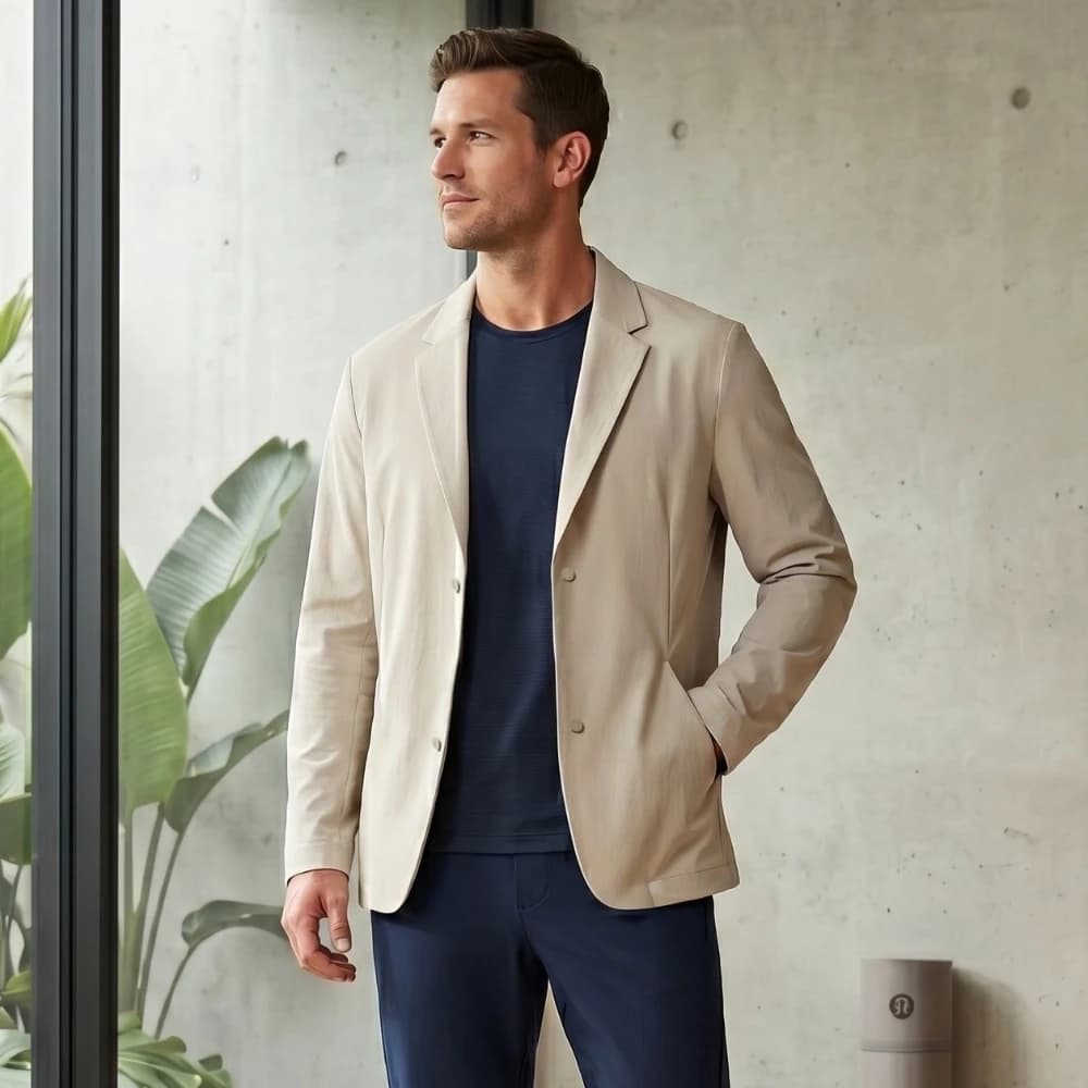 Men's Tech Stretch Casual Blazer Activewear Lightweight Softly Textured Sports Suit Jacket Wrinkle Resistant Travel Outerwear