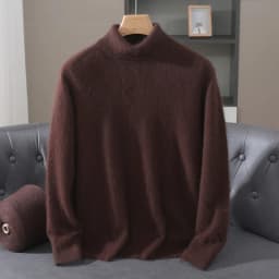 Men's 100% Pure Mink Velvet Cashmere Sweater High Lapels Pullovers Knitted Winter New Tops Long Sleeve High-End Jumpers