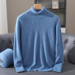 Men's 100% Pure Mink Velvet Cashmere Sweater High Lapels Pullovers Knitted Winter New Tops Long Sleeve High-End Jumpers