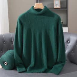 Men's 100% Pure Mink Velvet Cashmere Sweater High Lapels Pullovers Knitted Winter New Tops Long Sleeve High-End Jumpers
