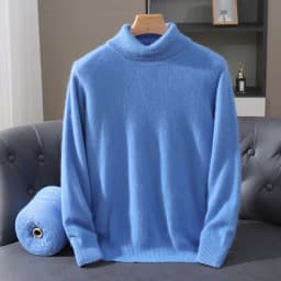 Men's 100% Pure Mink Velvet Cashmere Sweater High Lapels Pullovers Knitted Winter New Tops Long Sleeve High-End Jumpers