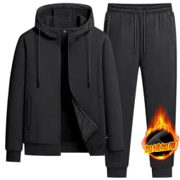 Autumn Winter Hooded Cardigan Fleece Thickened 2 Piece Set Sporty Fashion Pure Cotton Tracksuit