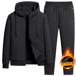 Autumn Winter Hooded Cardigan Fleece Thickened 2 Piece Set Sporty Fashion Pure Cotton Tracksuit