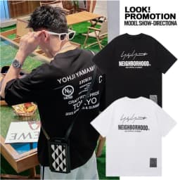 NEIGHBORHOOD NBHD Printed Crew Neck Short‑Sleeve T‑Shirt Loose Casual Versatile Unisex Basic Daily Tops for Men Women