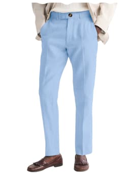Men's Linen Straight Fit Pants Wrinkle-Resistant Lightweight Breathable Flat-Front Casual Trousers Expandable-Waist For Summer
