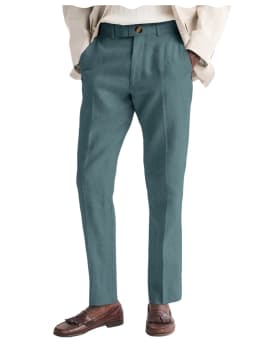 Men's Linen Straight Fit Pants Wrinkle-Resistant Lightweight Breathable Flat-Front Casual Trousers Expandable-Waist For Summer
