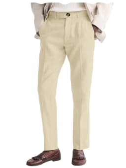 Men's Linen Straight Fit Pants Wrinkle-Resistant Lightweight Breathable Flat-Front Casual Trousers Expandable-Waist For Summer