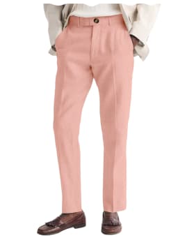 Men's Linen Straight Fit Pants Wrinkle-Resistant Lightweight Breathable Flat-Front Casual Trousers Expandable-Waist For Summer