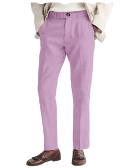 Men's Linen Straight Fit Pants Wrinkle-Resistant Lightweight Breathable Flat-Front Casual Trousers Expandable-Waist For Summer