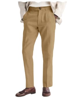 Men's Linen Straight Fit Pants Wrinkle-Resistant Lightweight Breathable Flat-Front Casual Trousers Expandable-Waist For Summer
