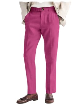 Men's Linen Straight Fit Pants Wrinkle-Resistant Lightweight Breathable Flat-Front Casual Trousers Expandable-Waist For Summer