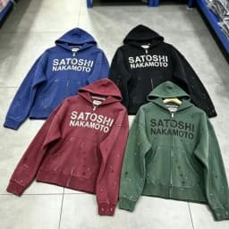 26ss Winter Green Oversize Street Outfit SATOSHI Jacket Washed Retro Distressed Splashed Ink Zipper Hoodie Men Women Loose Hoody