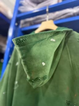 26ss Winter Green Oversize Street Outfit SATOSHI Jacket Washed Retro Distressed Splashed Ink Zipper Hoodie Men Women Loose Hoody