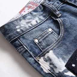 High Street Fashion Mens Streetwear Jeans Personal Designer Printed Jeans Men Punk Pants Skinny Streetwear Hip Hop Jeans