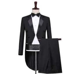 British Style Men Court Tuxedo 2 Piece Black / White Fashion Minimalist Male Business Wedding Party Dress Suit Jacket and Pants