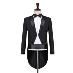 British Style Men Court Tuxedo 2 Piece Black / White Fashion Minimalist Male Business Wedding Party Dress Suit Jacket and Pants