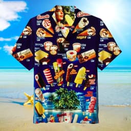 2024 Hawaiian Shirts For Men Summer Ice Cream T-Shirt Beach Prints Short Sleeved Shirt Tops Casual Original Design Men's Clothes