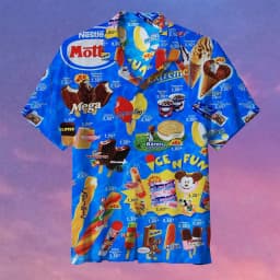 2024 Hawaiian Shirts For Men Summer Ice Cream T-Shirt Beach Prints Short Sleeved Shirt Tops Casual Original Design Men's Clothes