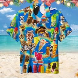2024 Hawaiian Shirts For Men Summer Ice Cream T-Shirt Beach Prints Short Sleeved Shirt Tops Casual Original Design Men's Clothes