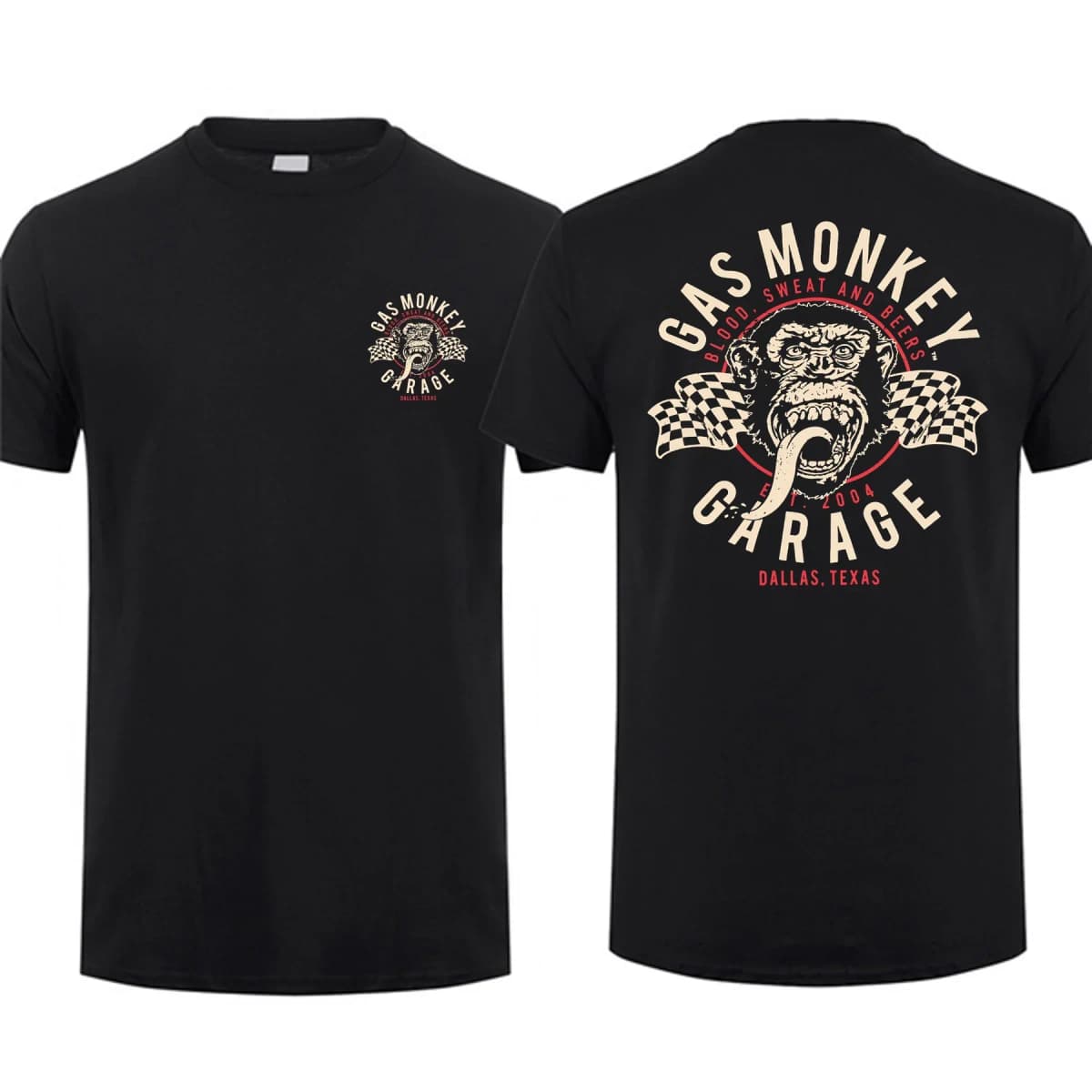 2024 Summer Amazing Male T-Shirt Mens 100%Cotton Tshirts Double Sided Gas Monkeys GarageTops Streetwear Graphiiccs Print Man